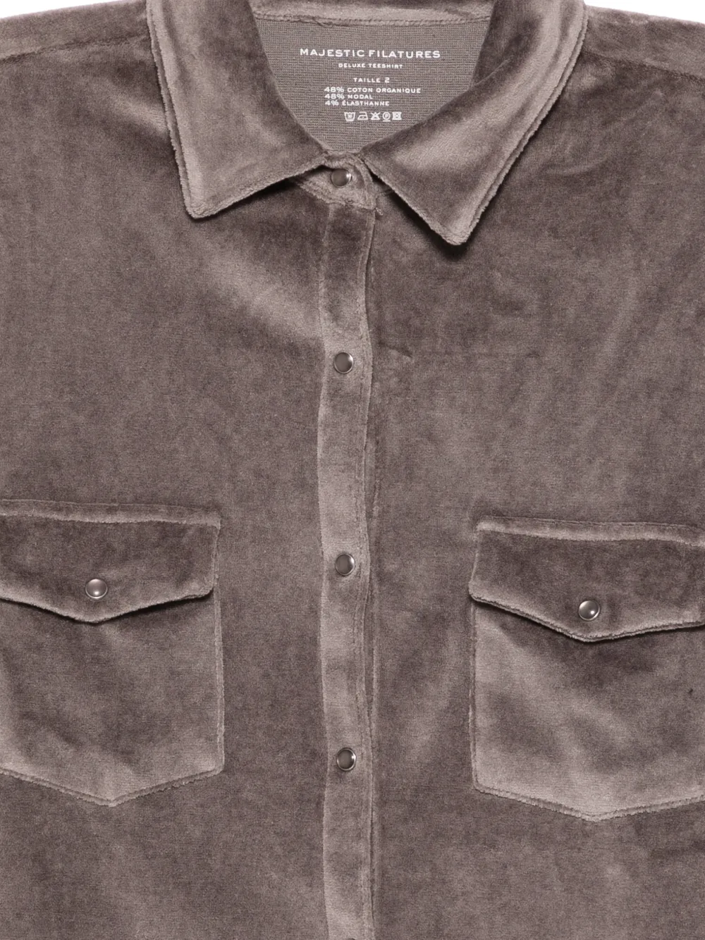 Majestic Filatures Blouse met klepzak en fluweel-effect Grijs
