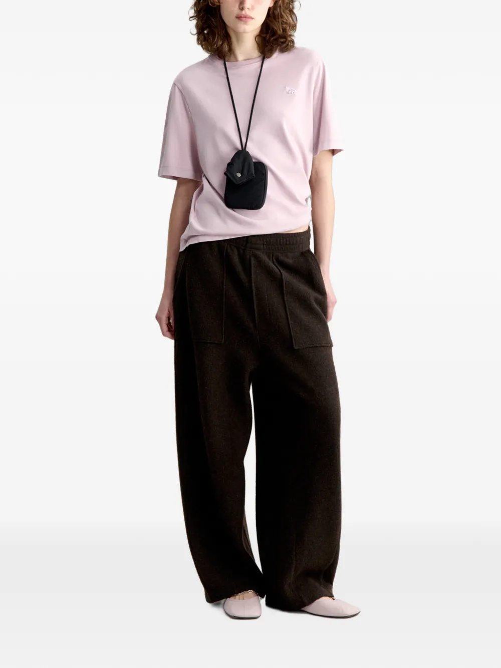 Maison Kitsuné Baby Fox T-shirt met logo-patch Roze