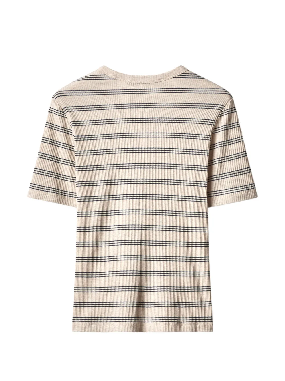 Maison Kitsuné Baby Fox gestreept geribbeld T-shirt Beige