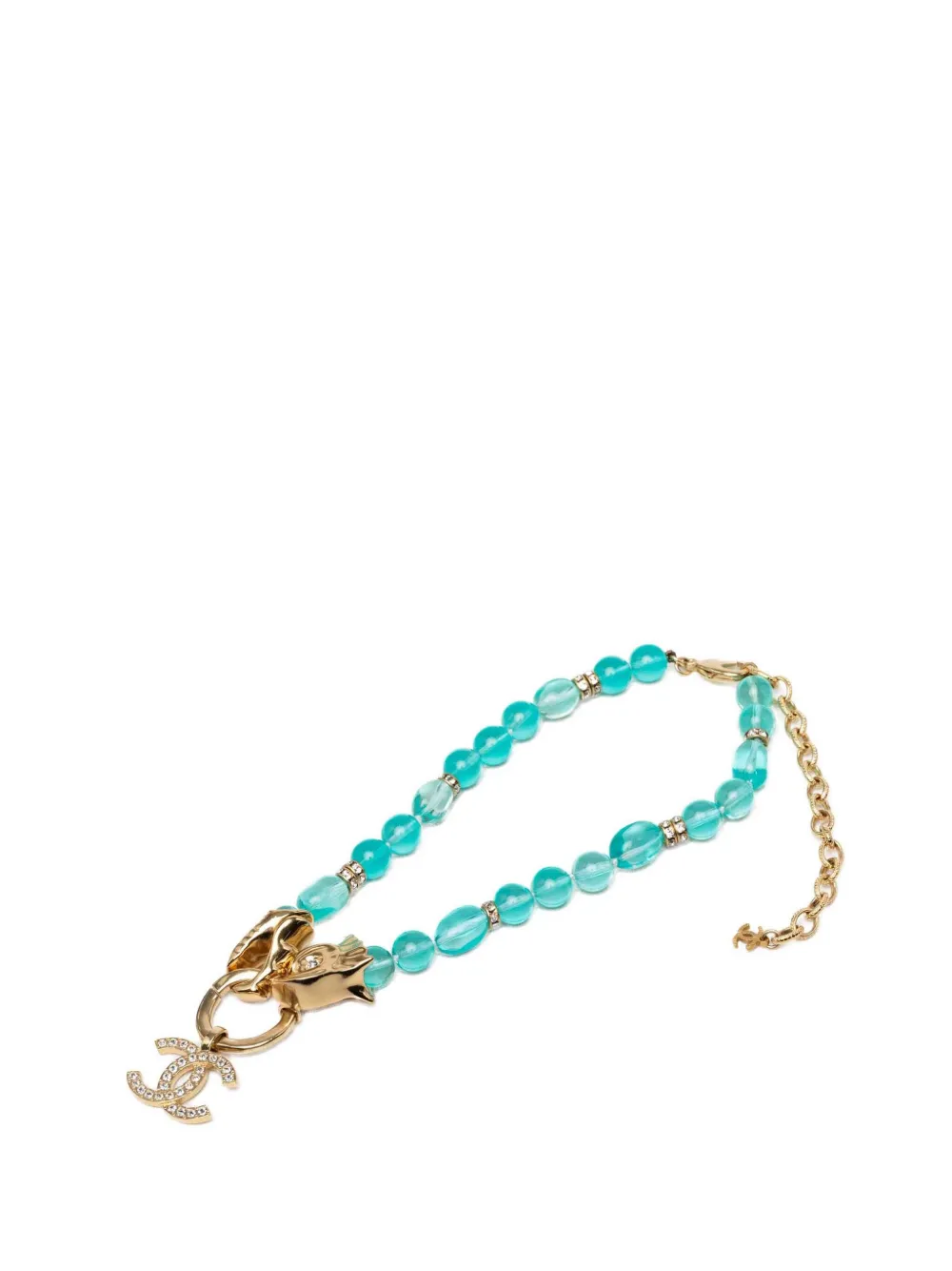 CHANEL Pre-Owned Collana CC color oro con strass e perline 2000-2026 - Blu