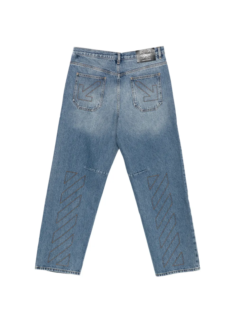 Off-White Jeans met Diagonals-borduurwerk en Arrow-patroon Blauw