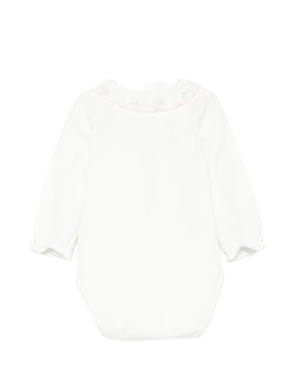 Tartine Et Chocolat floral-embroidered ruffled bodysuit Wit
