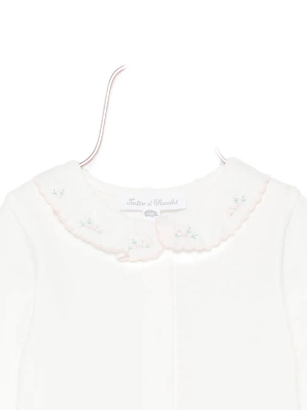 Tartine Et Chocolat floral-embroidered ruffled bodysuit Wit