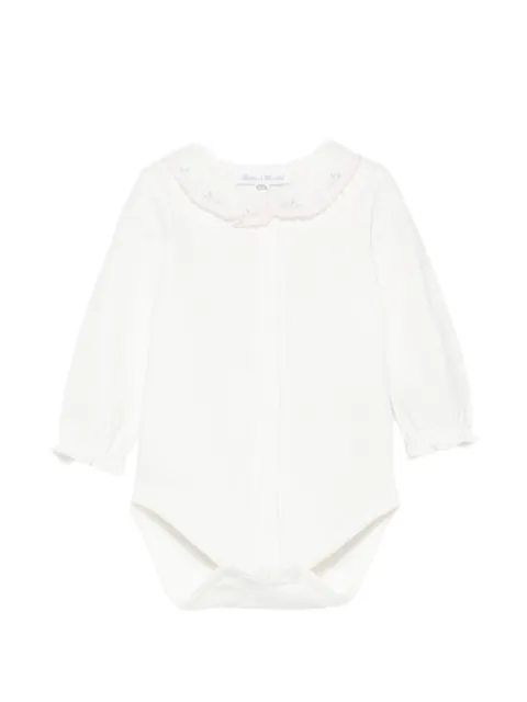 Tartine Et Chocolat floral-embroidered ruffled bodysuit