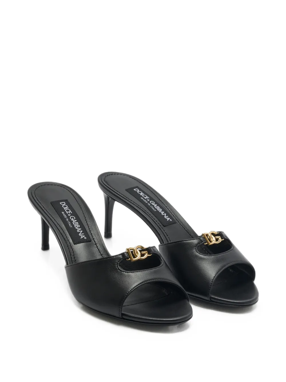 Dolce & Gabbana Dg Logo Cutout Mules In Black