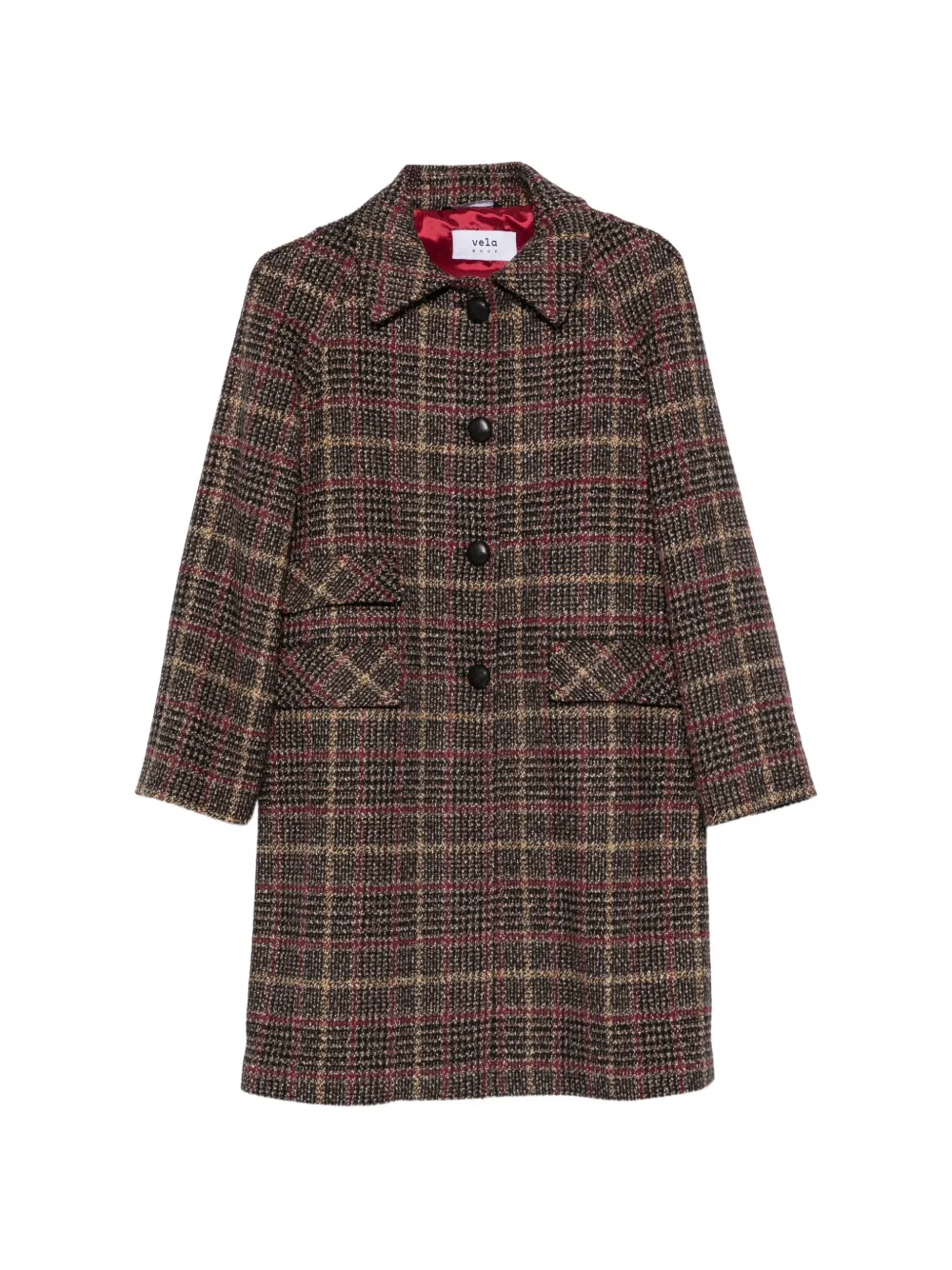 VELA SHOP check-pattern button-up coat