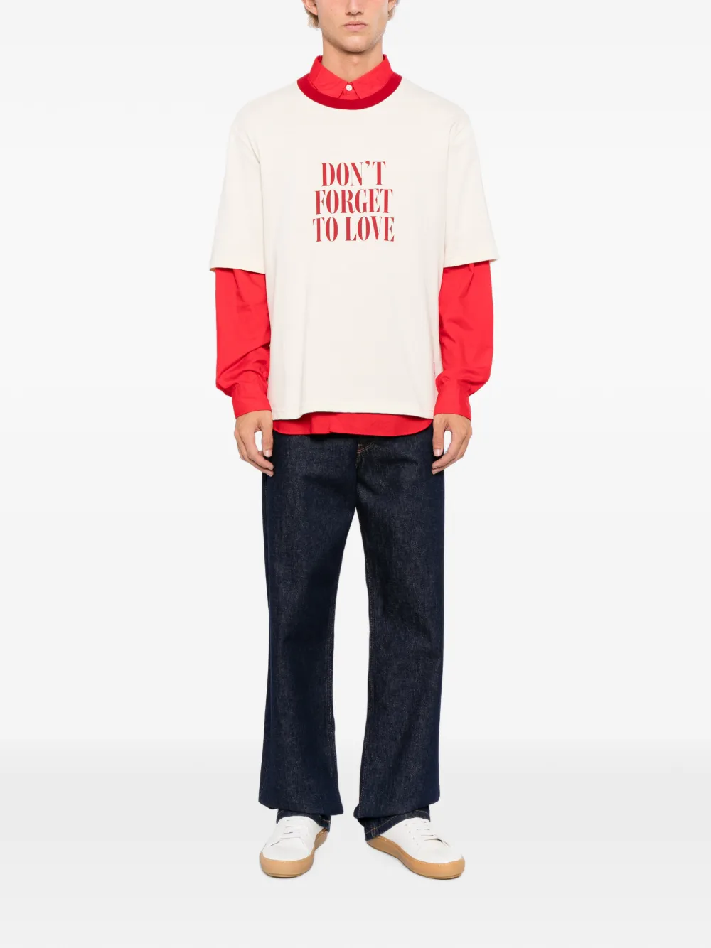 AMI Paris Vergeet niet om van T-shirt te houden Beige