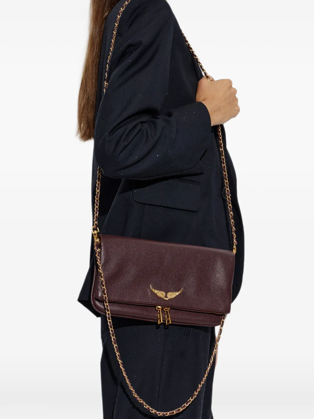 Zadig&Voltaire Rock leren crossbodytas Paars