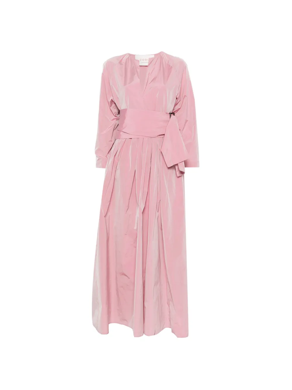 Co.go Belted Long-sleeve Maxi Dress In Pink