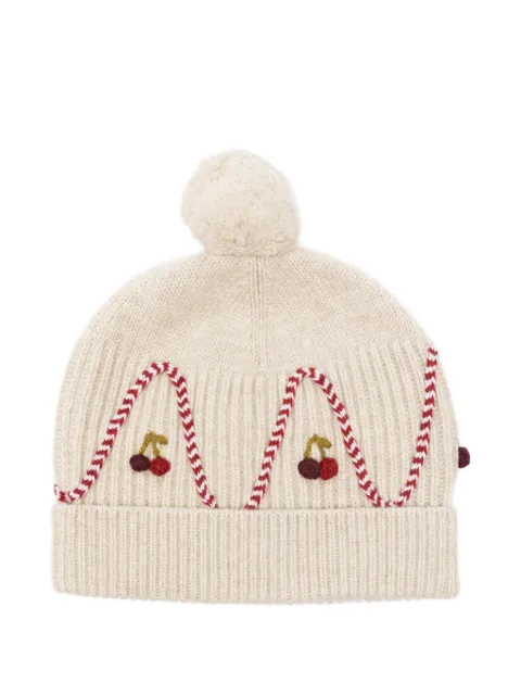 Bonpoint bonnet à broderies cerises et pompon