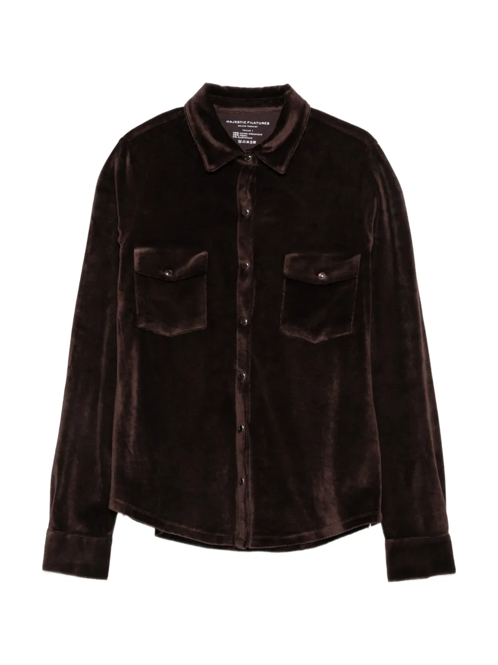 Majestic Filatures velvet-effect pocket-detail shirt