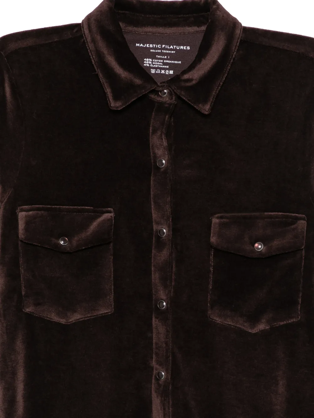 Majestic Filatures Blouse met fluweel-effect en zakdetail Bruin