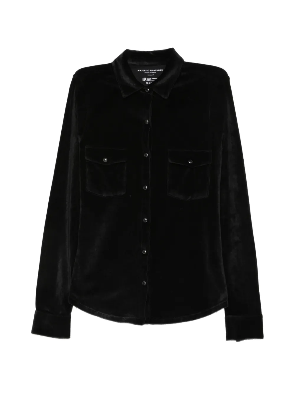 Majestic Filatures velvet-effect pocket-detail shirt