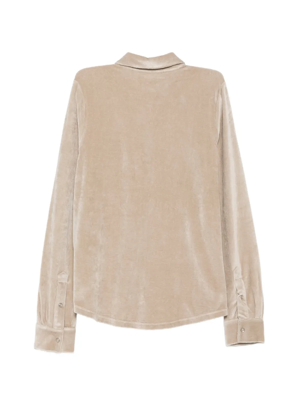 Majestic Filatures Blouse met fluweel-effect en borstzakken Beige