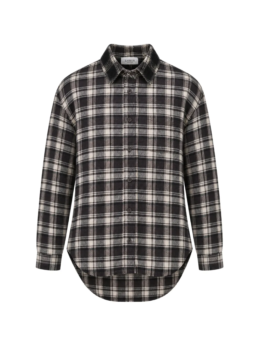 Laneus check-pattern wool shirt Zwart