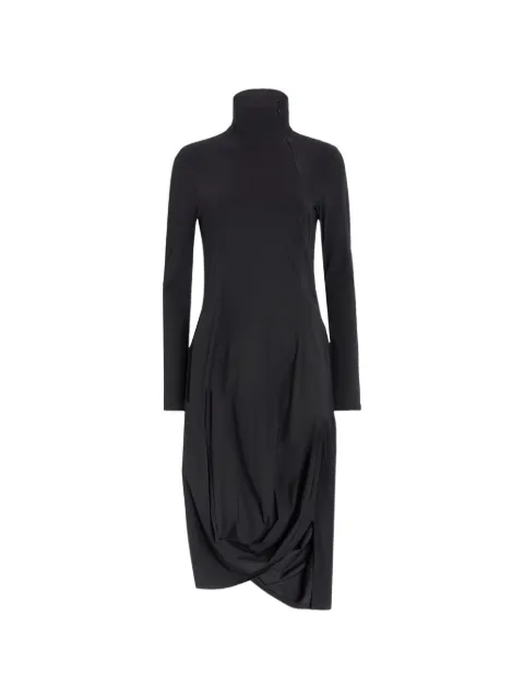 High Scattering mock-neck asymmetric draped mid-length dress