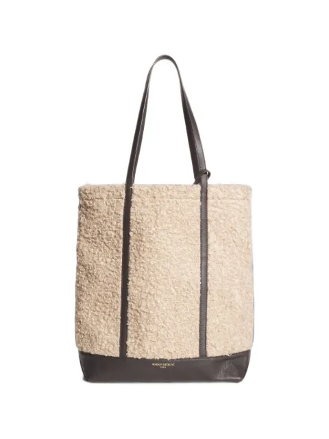 Maison Kitsuné fleece leather-trim tote bag