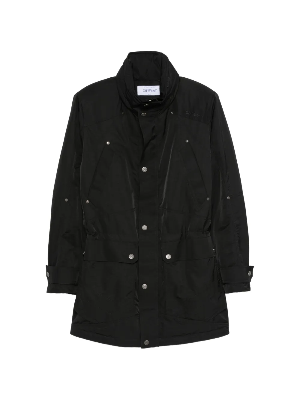 Off-White Racing Staff logo-embroidered storm-flap coat - Nero