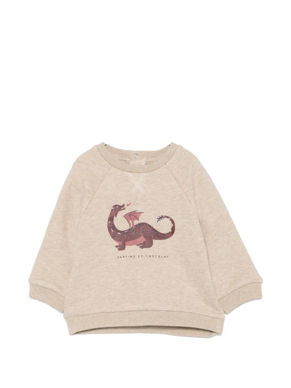 Tartine Et Chocolat dragon-print raglan-sleeve sweater - Toni neutri