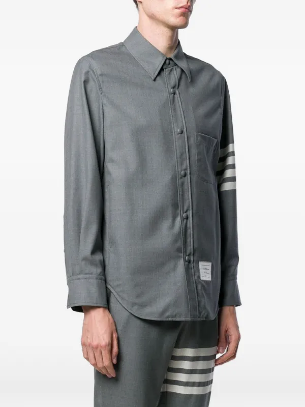 THOM BROWNE コーデュロイシャツ グレー Thom Browne 4BAR ウールオーバーシャツ | グレー | FARFETCH JP