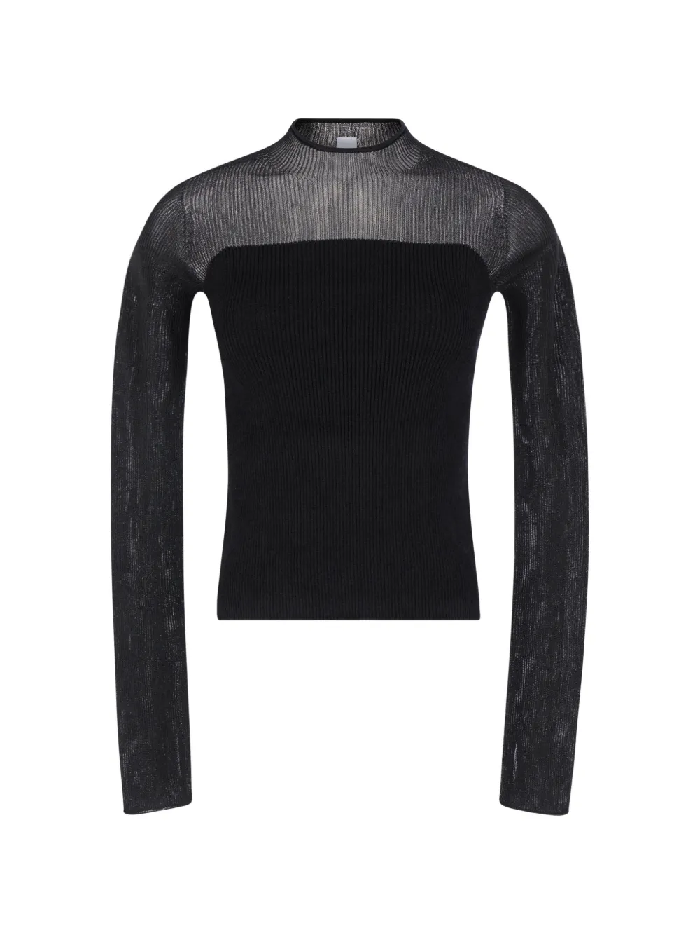 Cfcl Ribbed-knit Lurex-finish Log-sleeve Top In Black