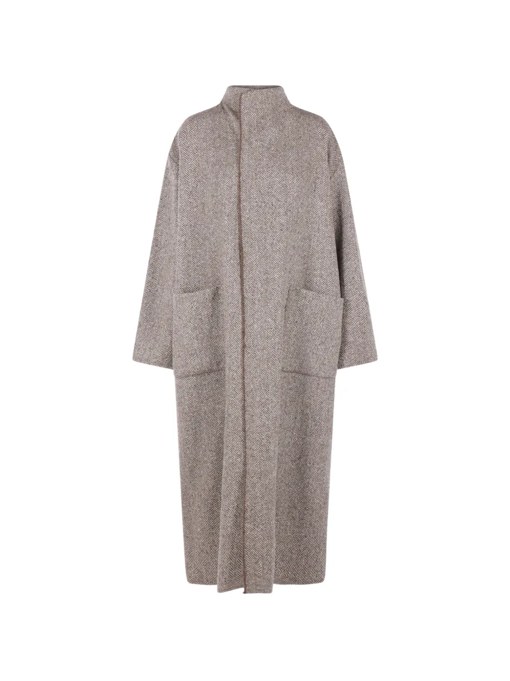 Dusan high-neck herringbone coat