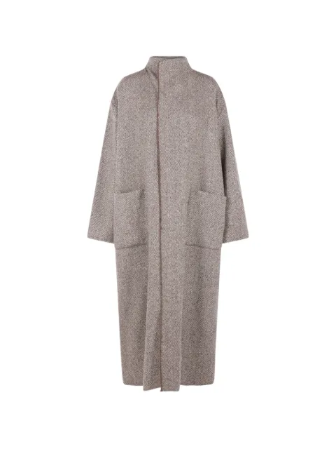 Dusan high-neck herringbone coat