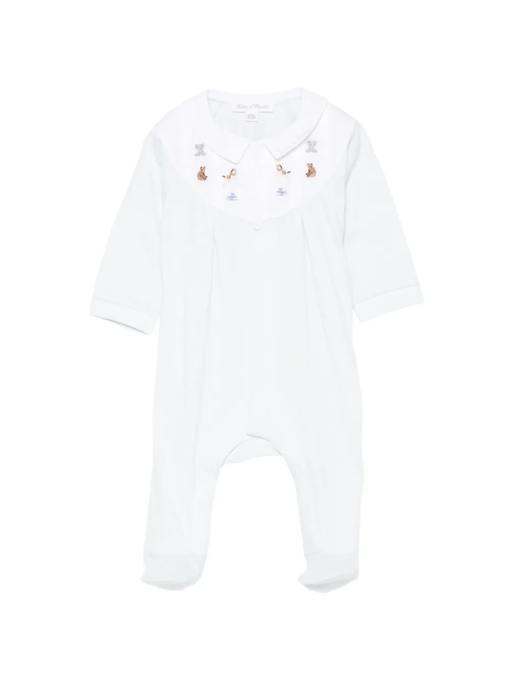 Tartine Et Chocolat embroidered Peter Pan collar sleepsuit - Blu