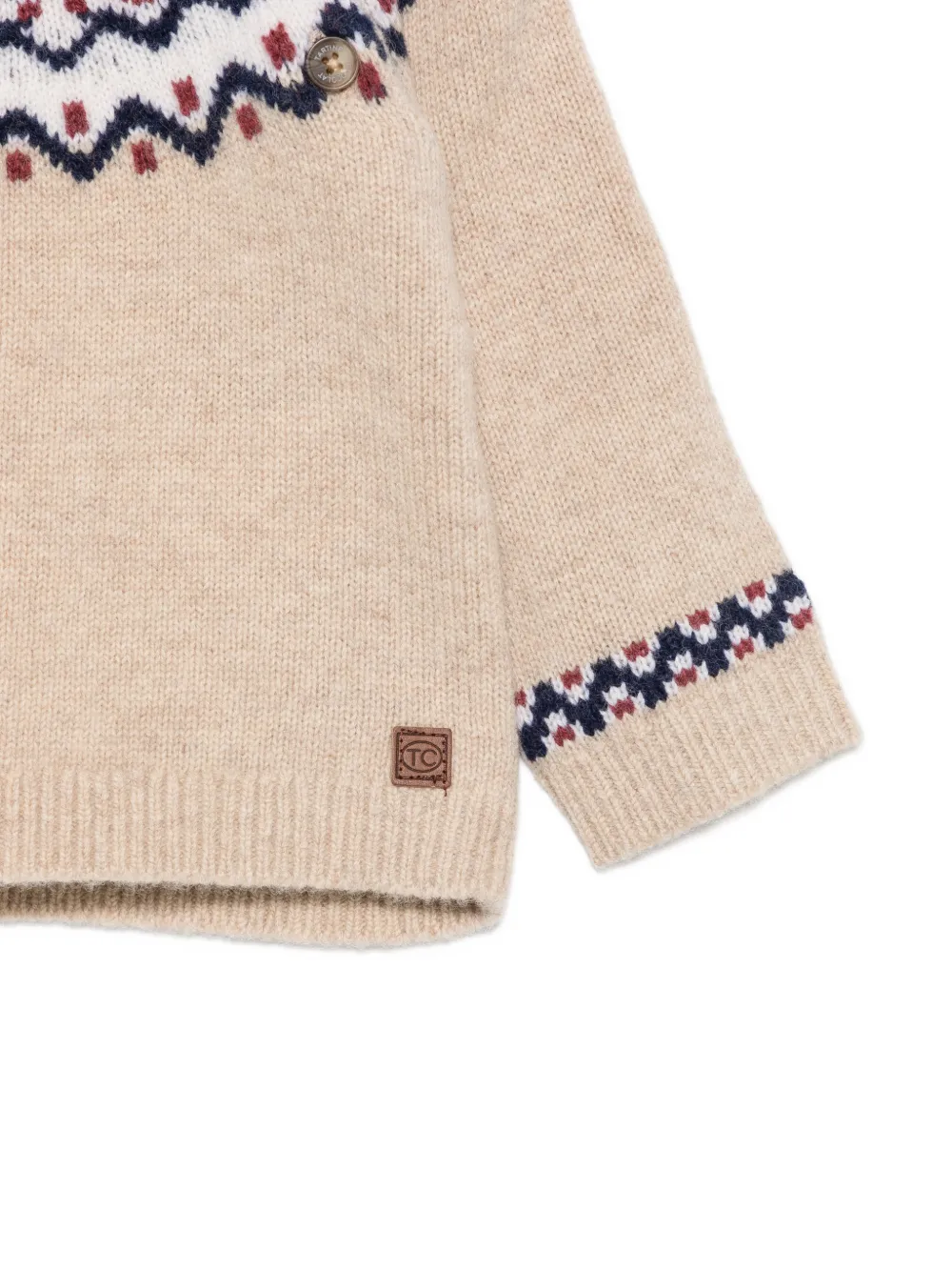 Tartine Et Chocolat Fair Isle trui met schouderknoop Beige