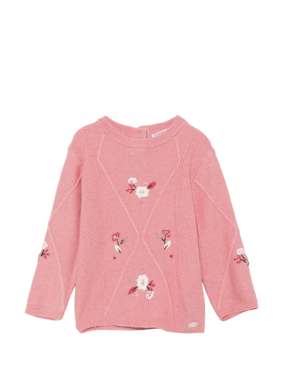 Tartine Et Chocolat floral-embroidered cable-knit sweater - Rosa