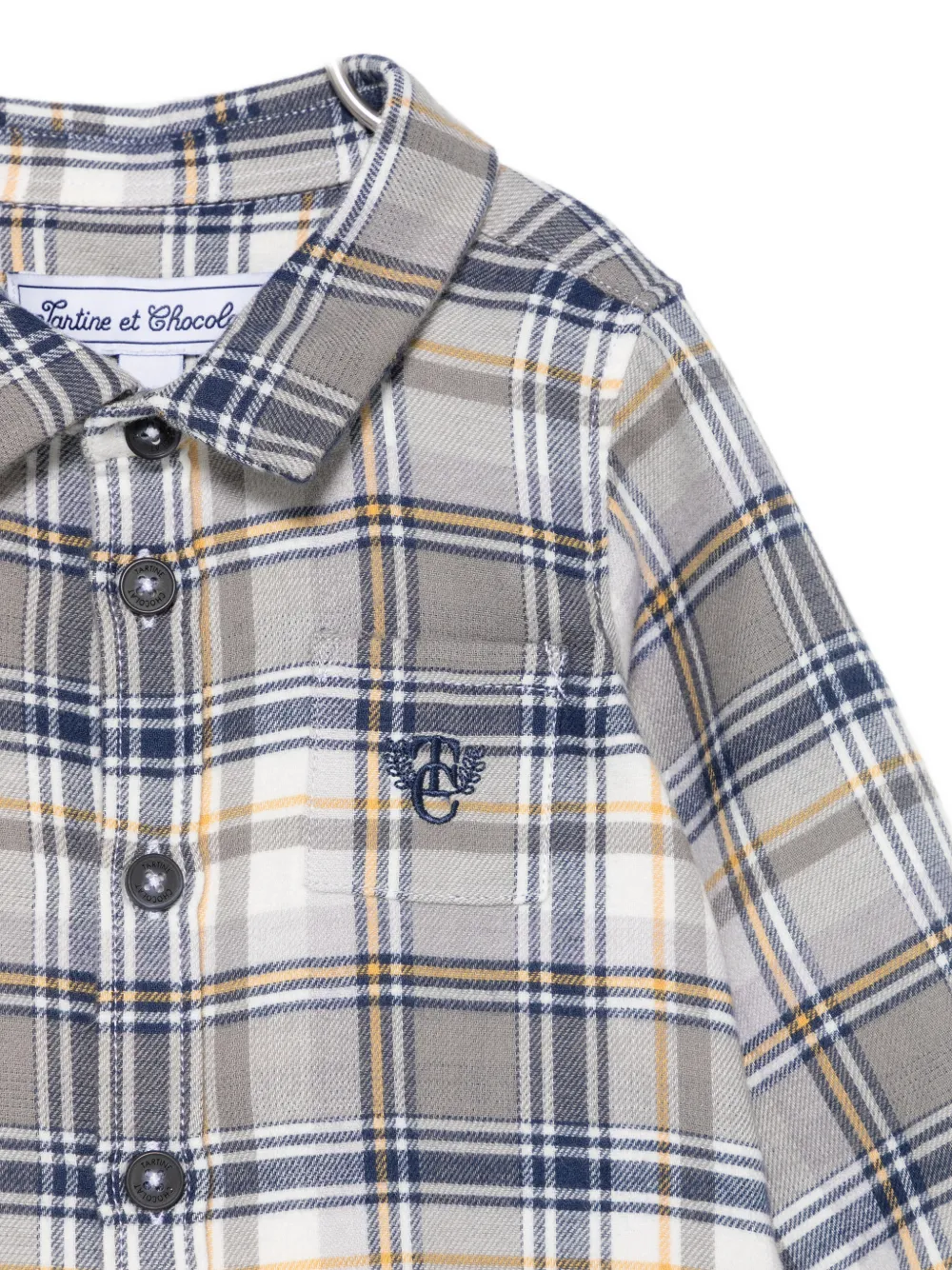 Tartine Et Chocolat Geruit shirt met geborduurd logo Grijs