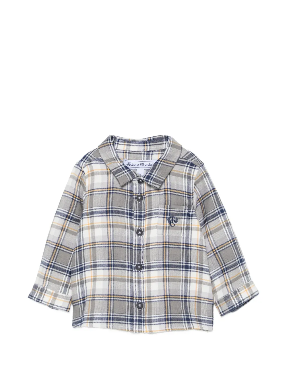 Tartine Et Chocolat check-pattern logo-embroidered shirt - Grigio