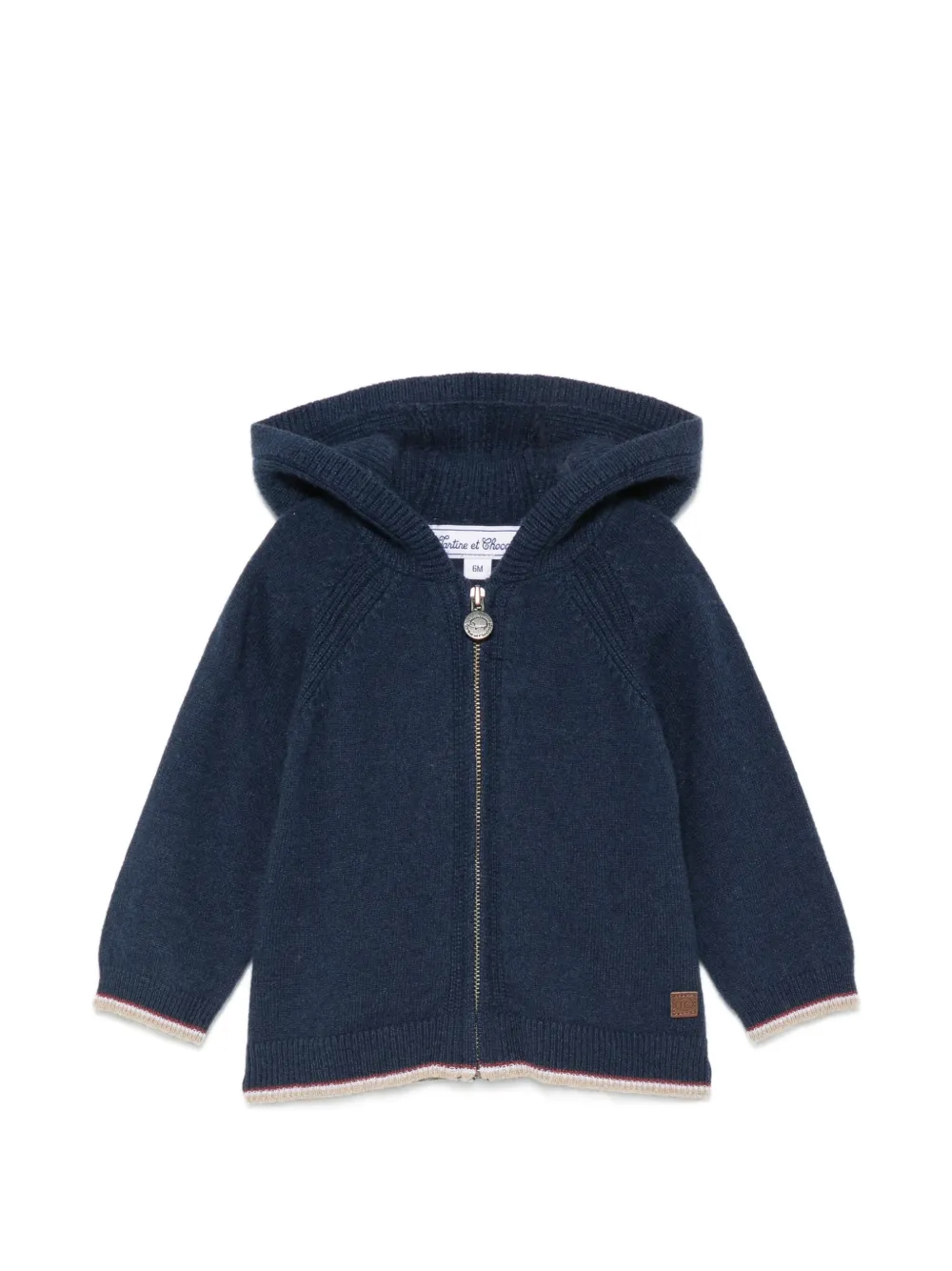 Tartine Et Chocolat striped-trim zip-up hoodie - Blu