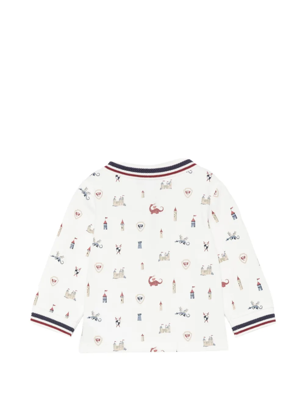 Tartine Et Chocolat Poloshirt met kasteelprint en lange mouwen Wit