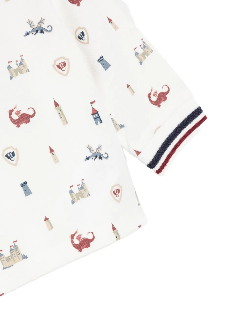 Tartine Et Chocolat Poloshirt met kasteelprint en lange mouwen Wit