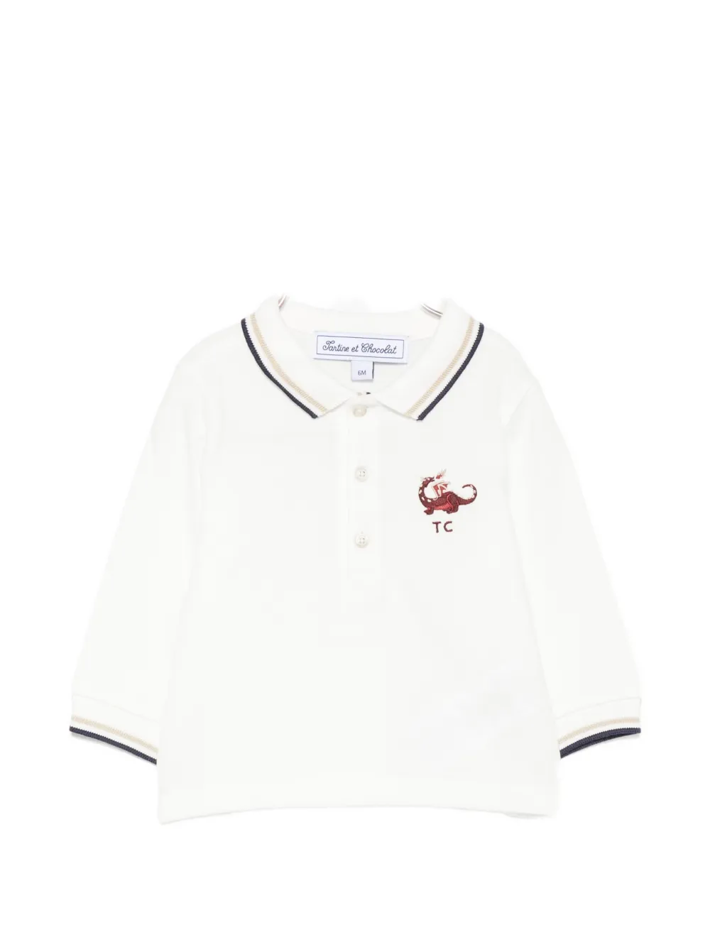 Tartine Et Chocolat dragon-embroidered polo shirt - Bianco