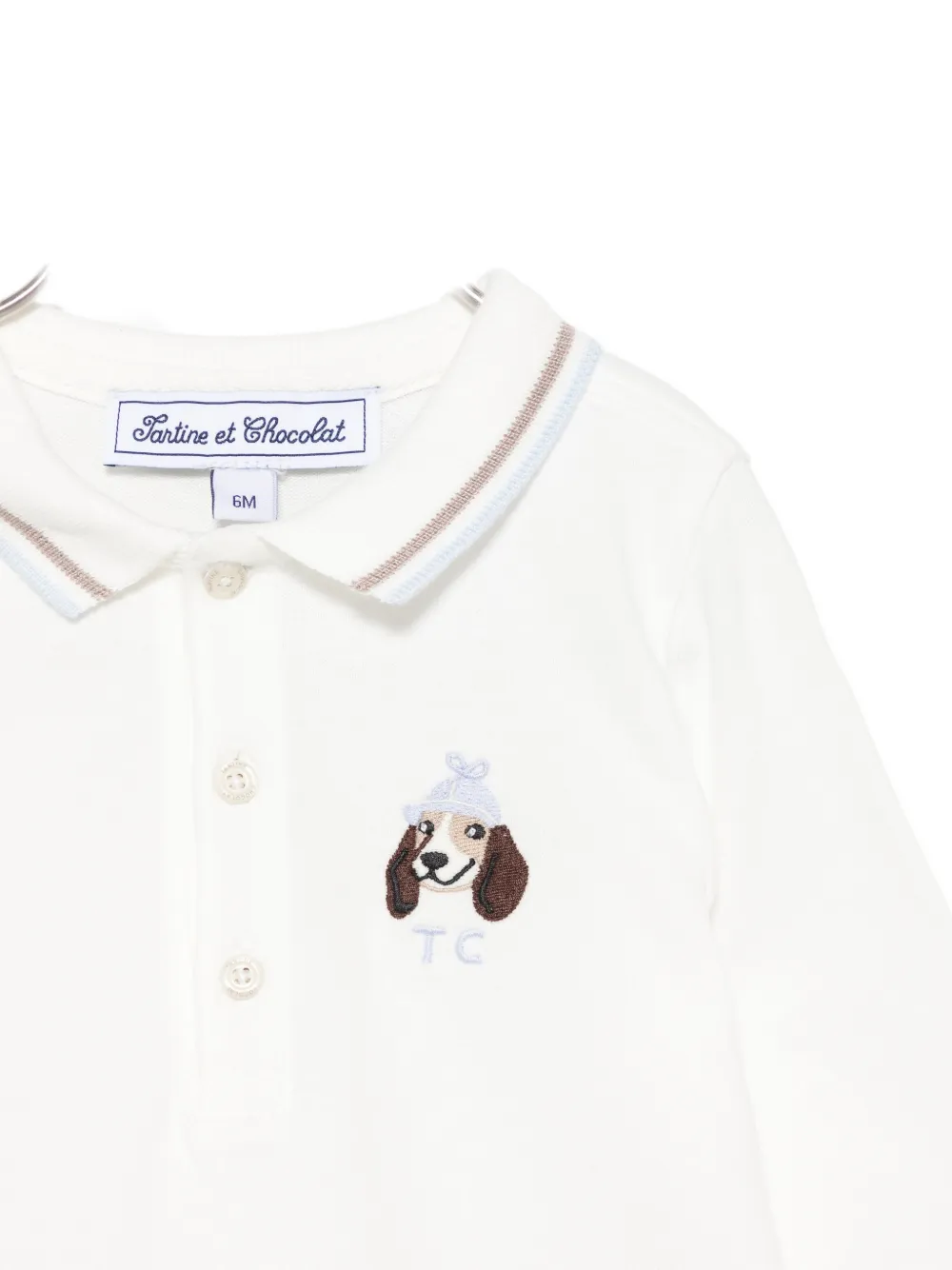 Tartine Et Chocolat Poloshirt met geborduurd logo en lange mouwen Wit