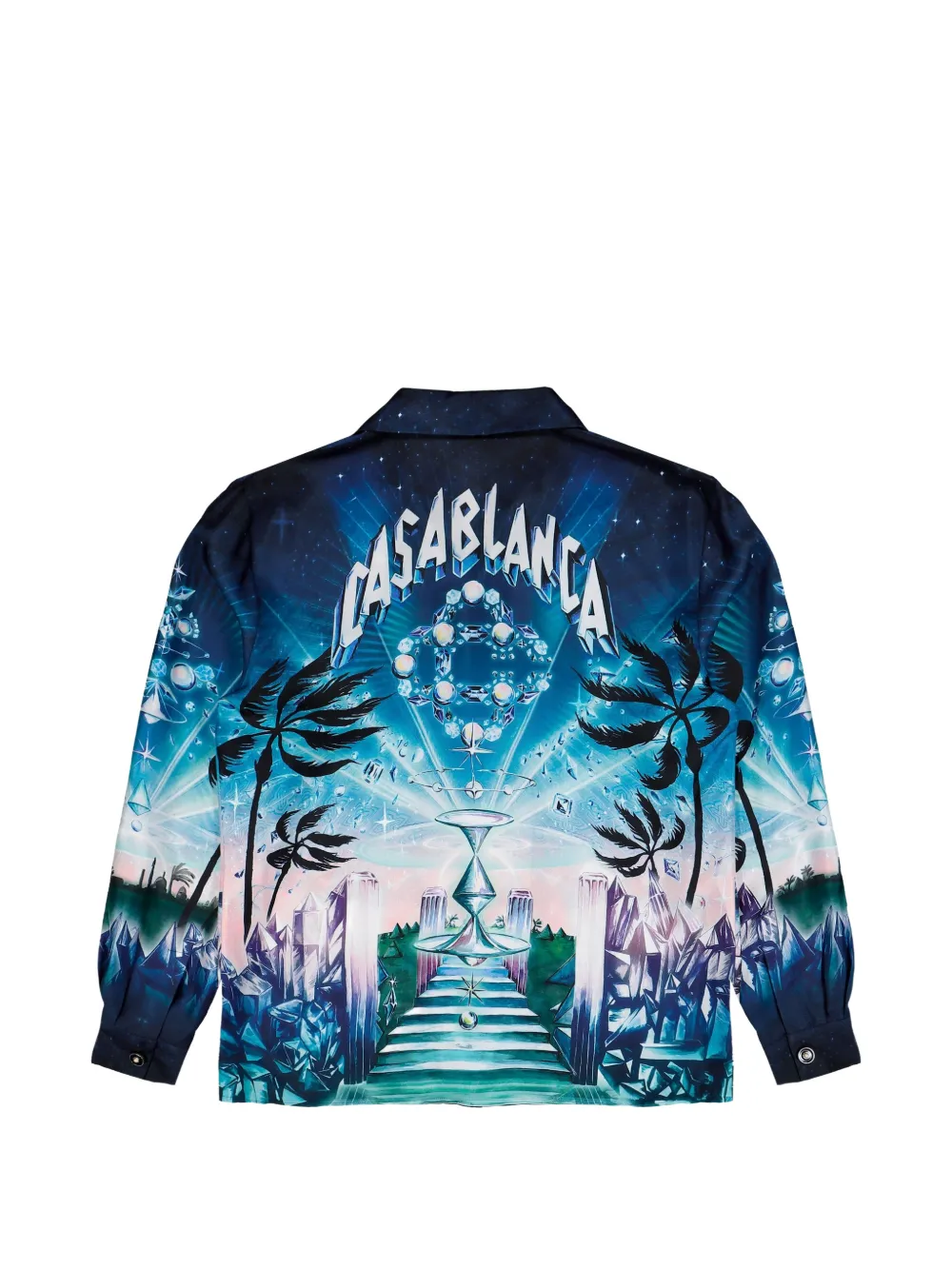 Casablanca Crystal Alchemy overhemd met Cubaanse kraag Blauw