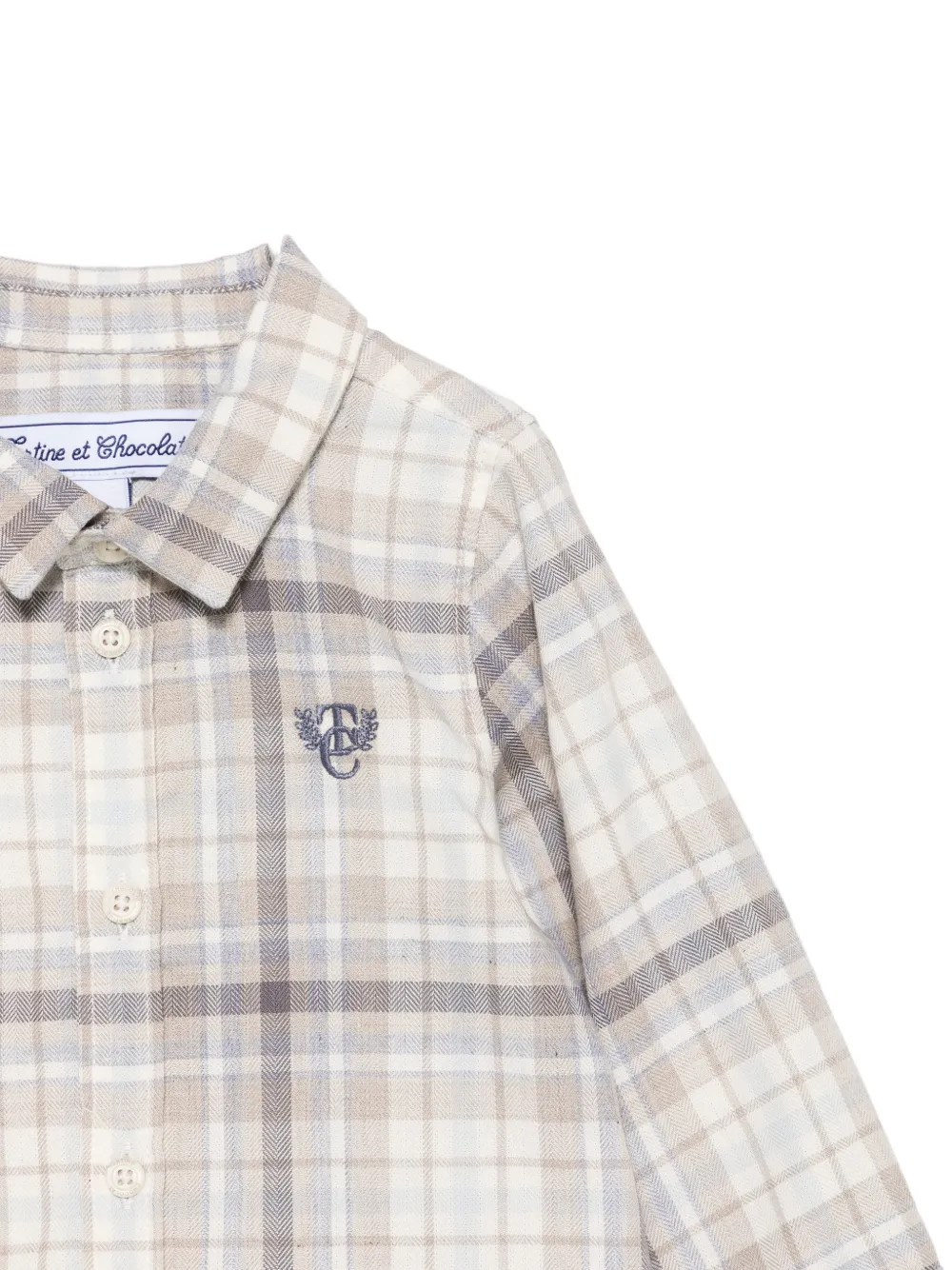 Tartine Et Chocolat Geruit shirt met geborduurd logo Beige