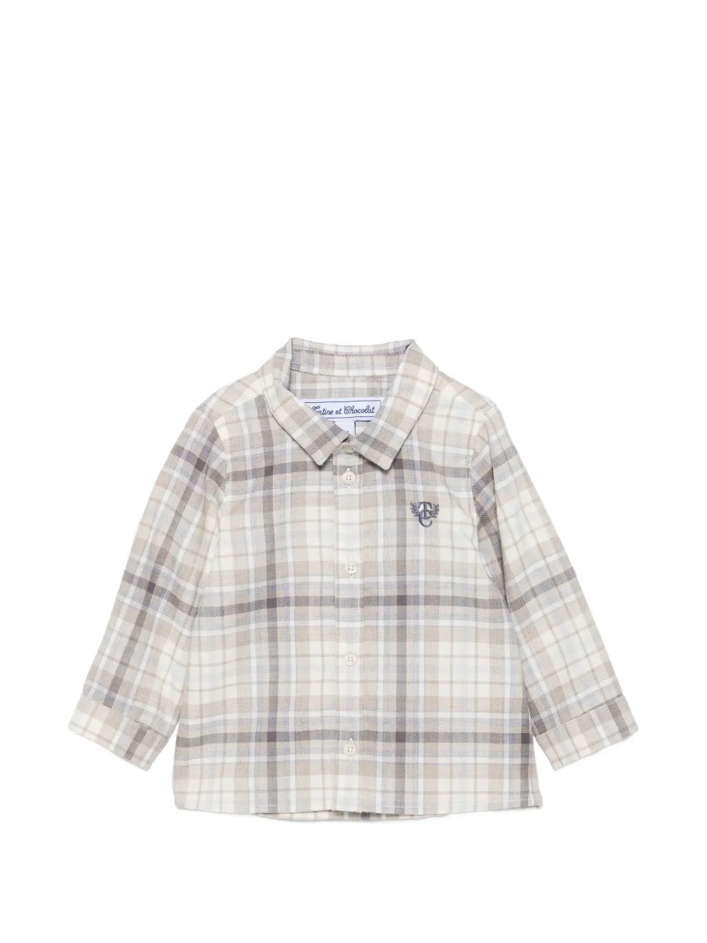 Tartine Et Chocolat check-pattern logo-embroidered shirt - Toni neutri