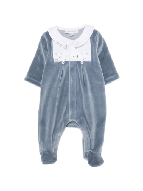Tartine Et Chocolat embroidered velvet sleepsuit