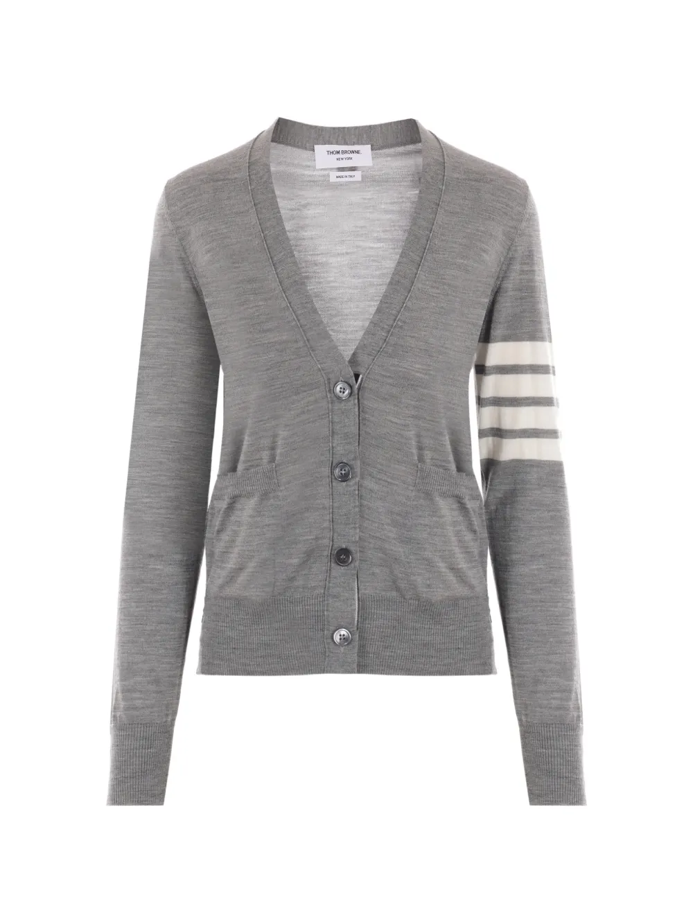 Thom Browne Cardigan con dettaglio a 4 righe - Grigio