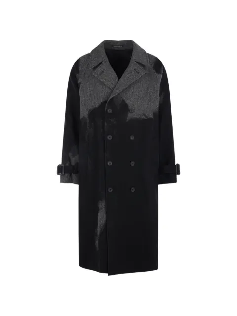 Yohji Yamamoto herringbone-pattern double-breasted coat