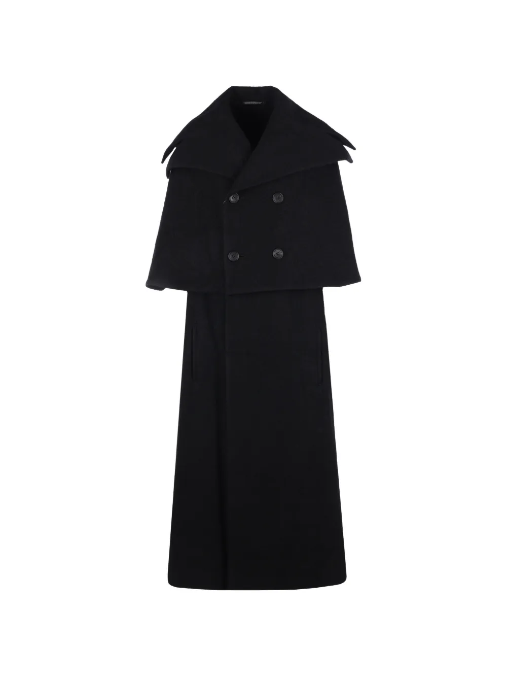 Yohji Yamamoto double-breasted cape-overlay coat Zwart