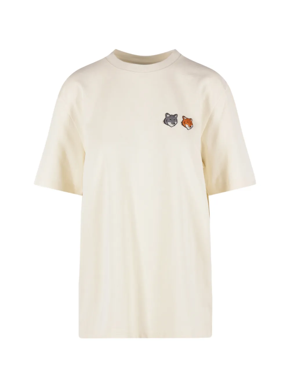 Maison Kitsuné T-shirt met geborduurd logo Beige