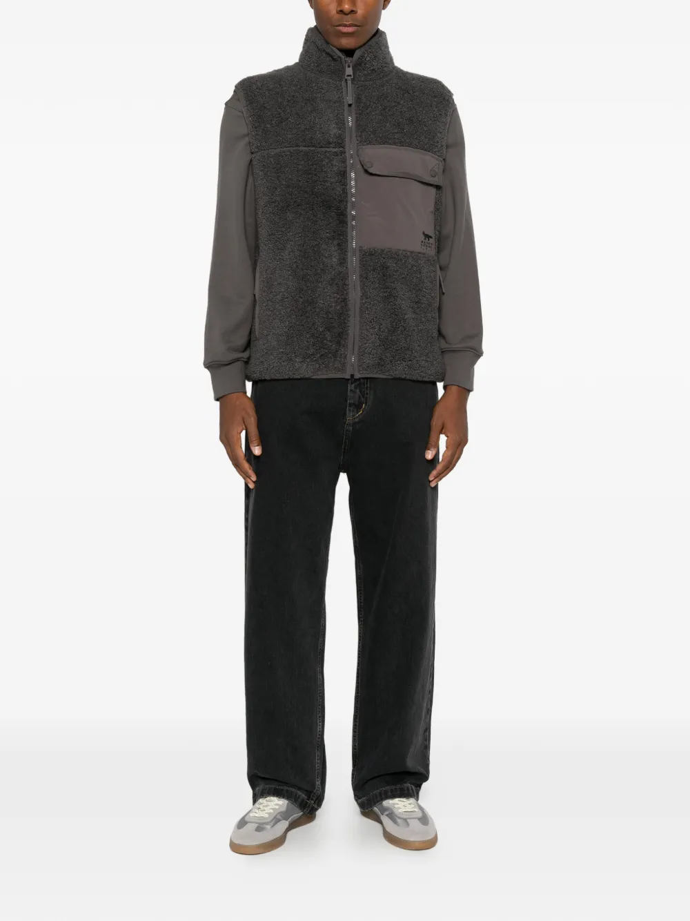 Maison Kitsuné gilet zippé - Gris