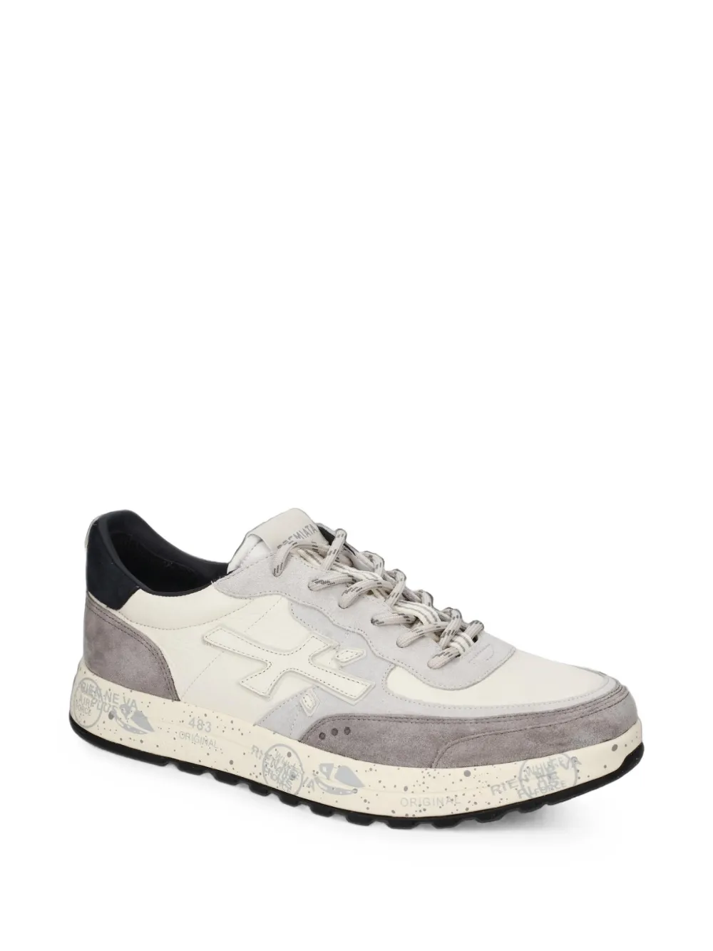 Premiata Nous logo-patch panelled sneakers Beige
