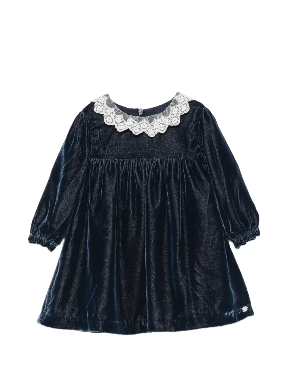 Tartine Et Chocolat lace-collar velvet dress - Blu