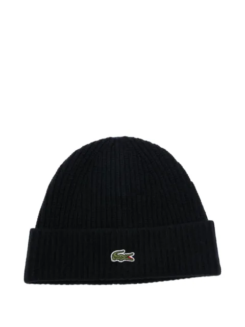 Lacoste logo-patch ribbed beanie hat