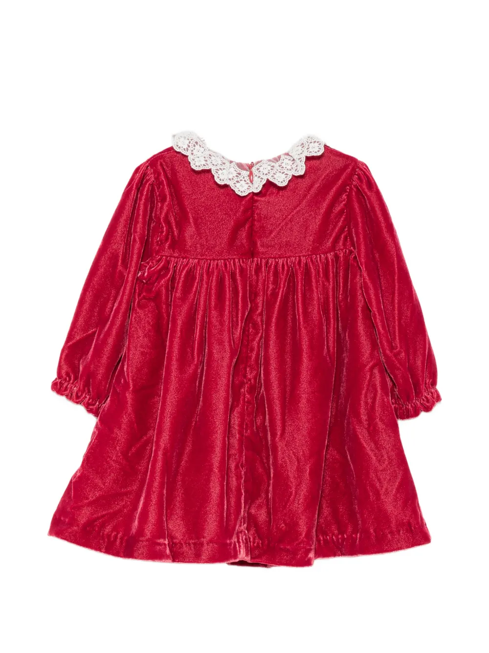 Tartine Et Chocolat lace-collar velvet dress Rood